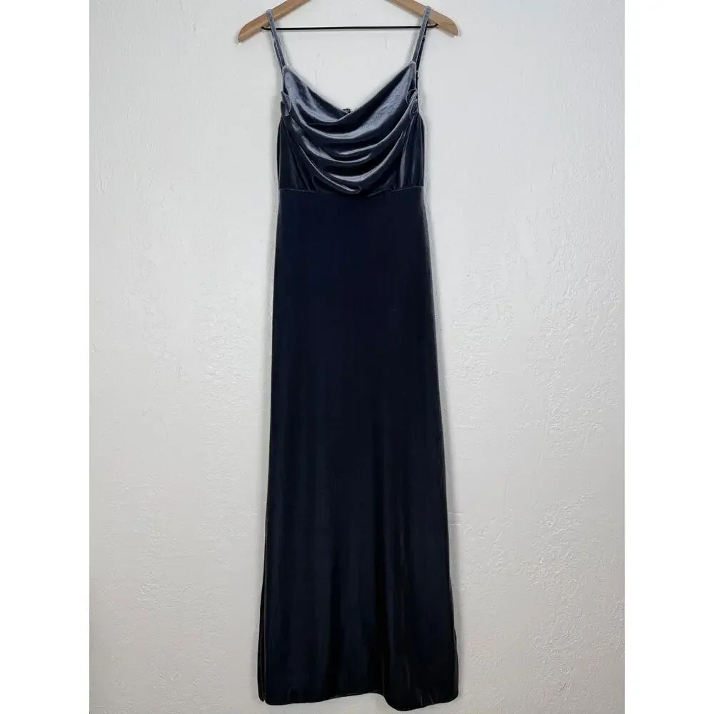 Revelry Skye Velvet Maxi Dress Royal Blue Bridesmaid Wedding Guest Formal Sz 4